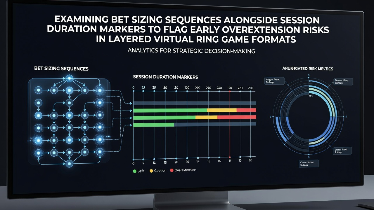 Bet sizing sequence charts overlaid with session duration timelines in virtual ring games