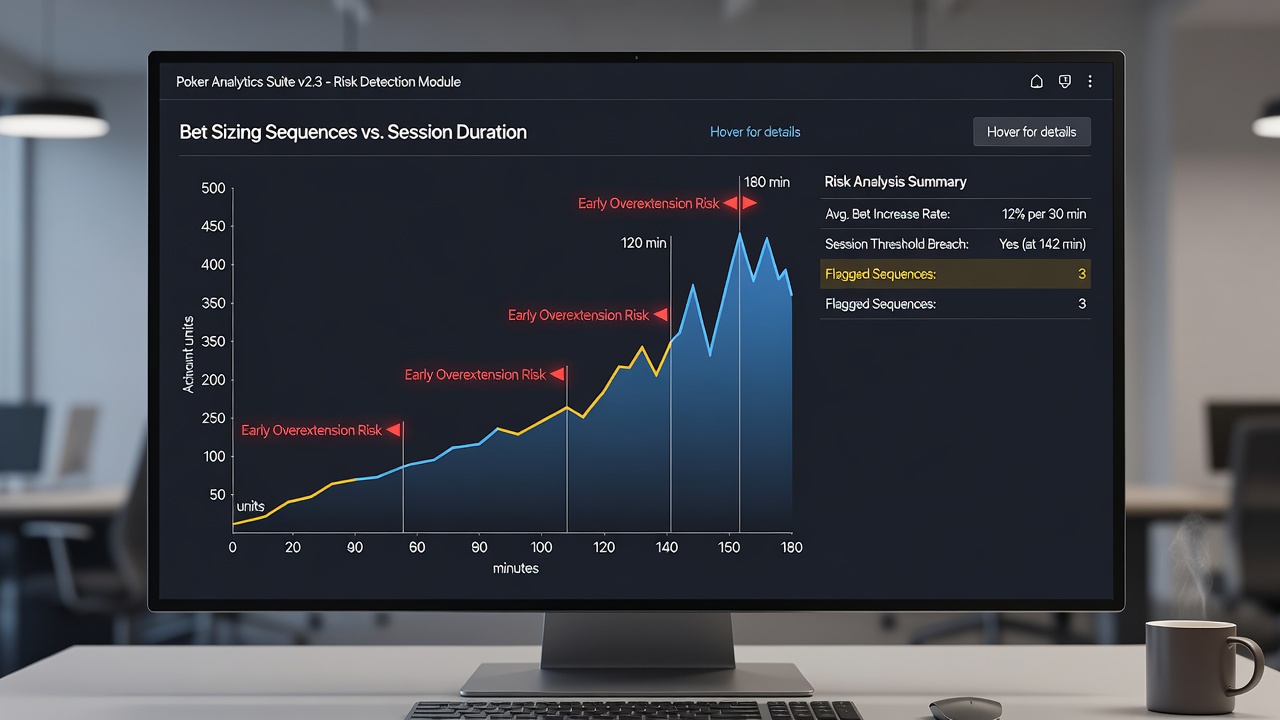 Multi-table dashboard displaying bet size progression and time-based risk alerts