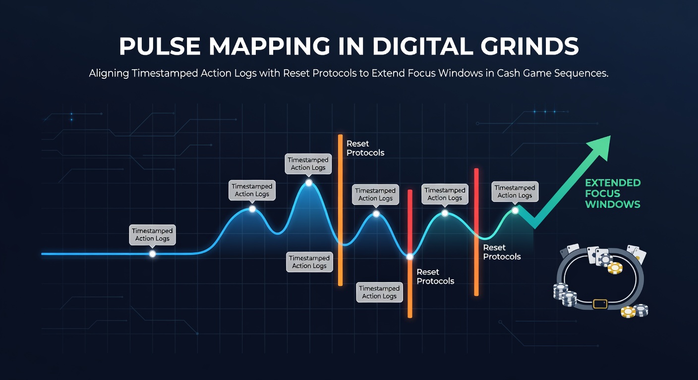 Visualization of timestamped action logs overlaid on a cash game session timeline showing focus pulses and reset points
